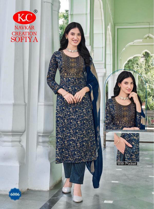 Kc Sofia Vol 6 Capsul Foil Printed Kurti Bottom With Dupatta